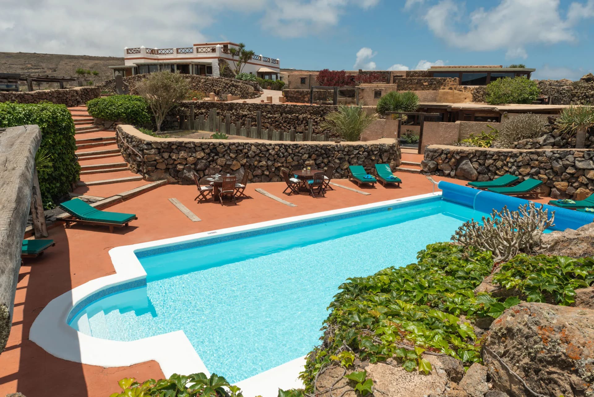 Pool view at Finca La Corona